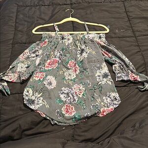 A. Byer Black Floral Off-Shoulder Blouse